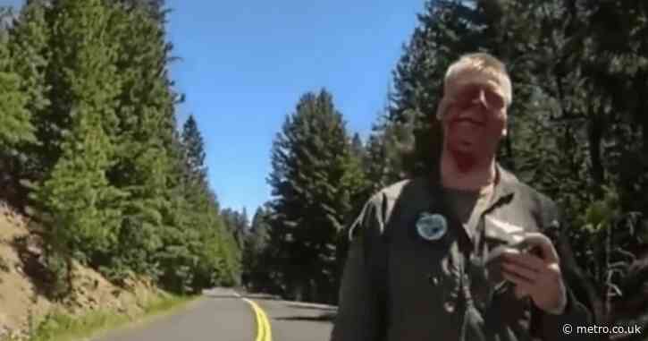 Moment fighter jet pilot walks away from F-18 crash covered in blood