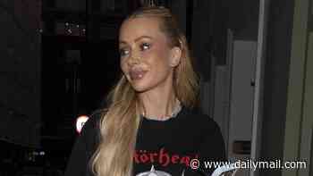 Olivia Attwood shows off plenty of leg in a skimpy T-shirt dress for girly night out - after posing in tiny hot pants following getaway with Pete Wicks
