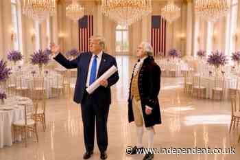 Trump shows off his ballroom to George Washington in latest AI obsession