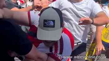 Football fans fight in Cardiff street ahead of Community Shield