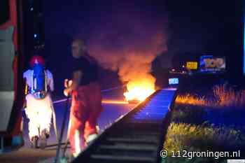 Motor in brand op de A28 nabij Haren