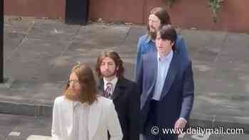 Beatles' biopic stars Barry Keoghan, Paul Mescal, Joseph Quinn and Harris Dickinson recreate Abbey Road album cover after the council tried to block filming at the iconic location