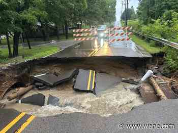 Cyclist dies after riding around flood barricades and onto collapsed road in New Castle