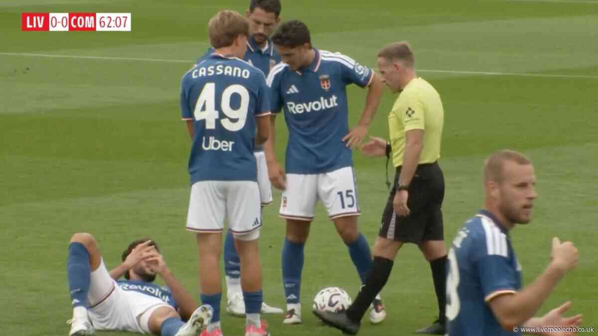 LFCTV forced to issue apology as Como star suffers horror injury in Liverpool friendly