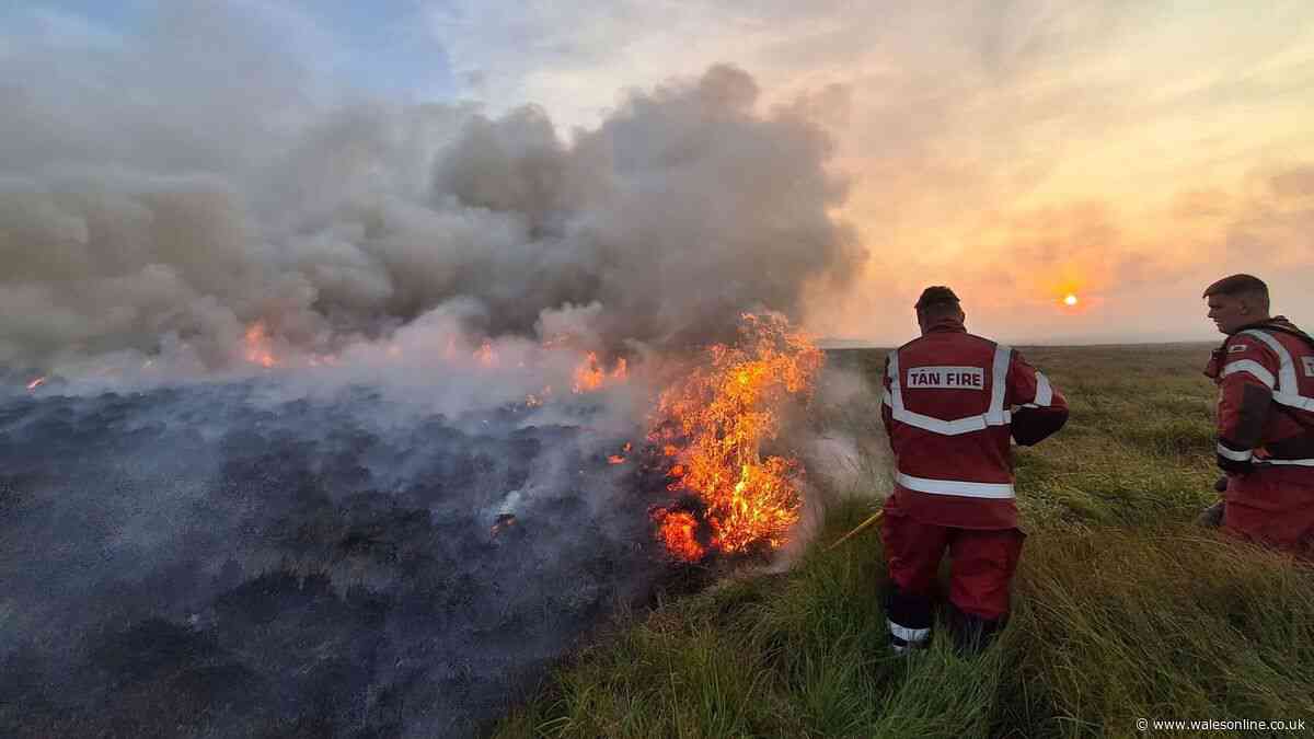 Welsh firefighters share dramatic wildfire images and pay tribute to families during 'unprecedented times'