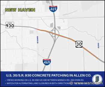 Alternating lane closures begin on IN-930, US 30 during construction