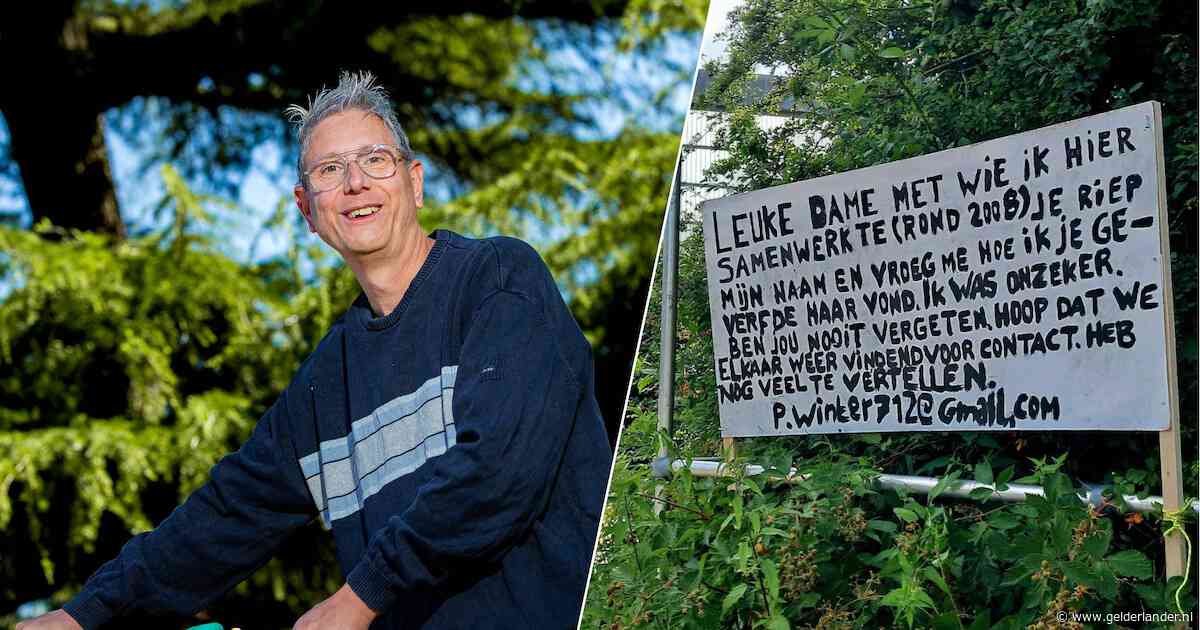 Op zoek naar de leuke dame met wie hij ooit samenwerkte, hing Patrick een bord op in Velp