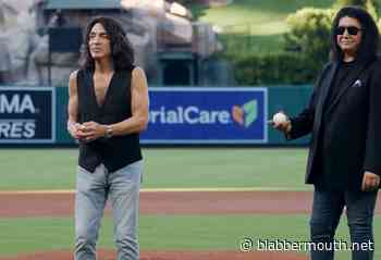 Watch: KISS's GENE SIMMONS And PAUL STANLEY Throw Out First Pitch At Angel Stadium