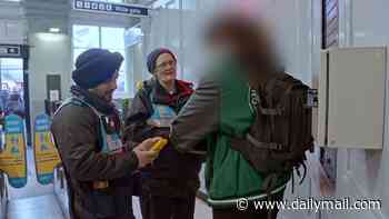 Moment rail fare dodger tells pack of lies to avoid £100 fine before storming through station barriers