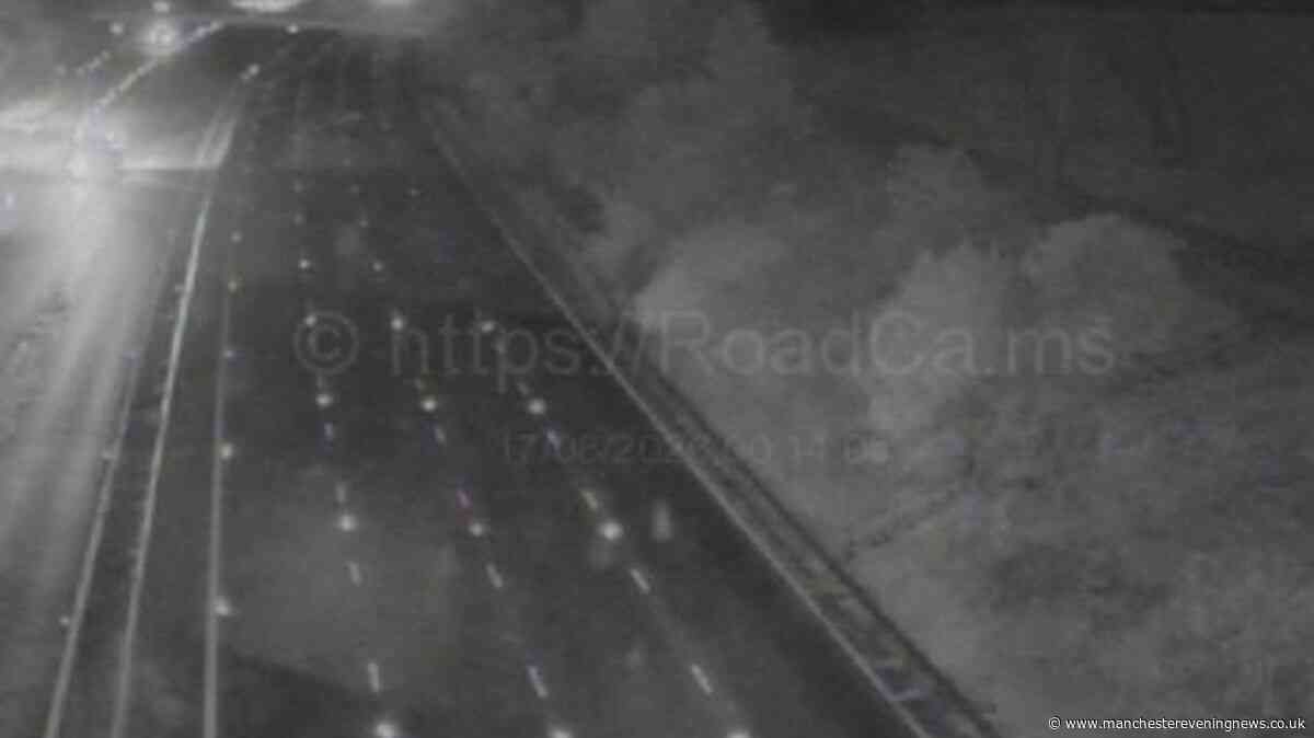 M56 crash LIVE as motorway shut near Manchester Airport after crash sees one car overturn and another catch fire