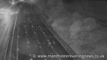 M56 crash LIVE as motorway shut near Manchester Airport after crash sees one car overturn and another catch fire