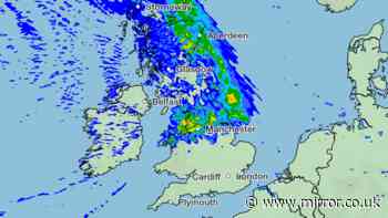Met Office maps show 60 UK areas drenched by heavy rain on Tuesday - full list