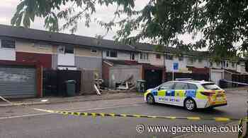 Major damage to Stockton house as Range Rover seen backed into rear wall