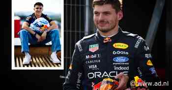 Isack Hadjar rijdt net als Verstappen met Delfts blauwe helm, met ludieke verwijzing naar gebroken beker
