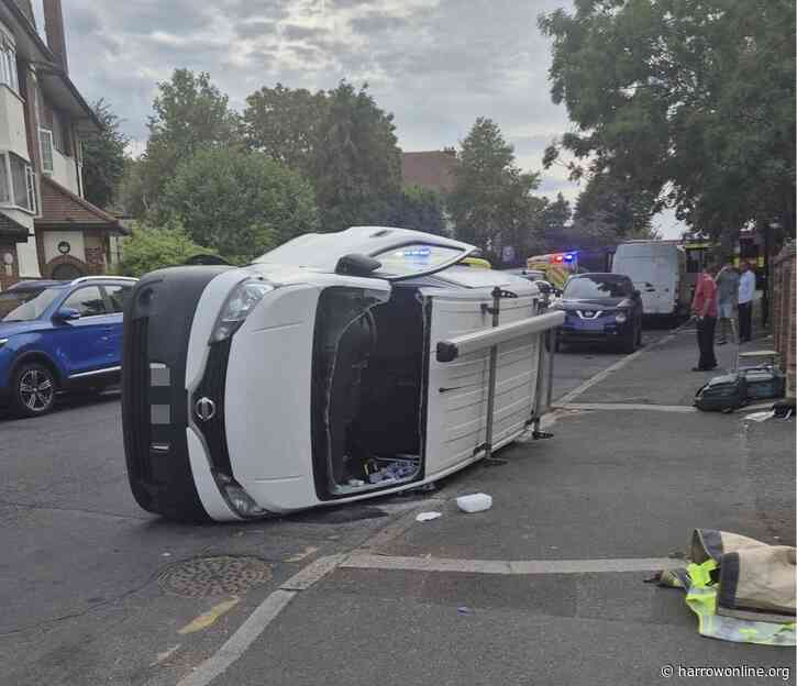 Man taken to hospital after van overturns in South Harrow