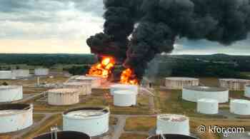 Lightning strikes gas tank at Glenpool pipeline facility, sparking large fire