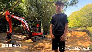 Young bikers block digger from 'destroying'  jumps