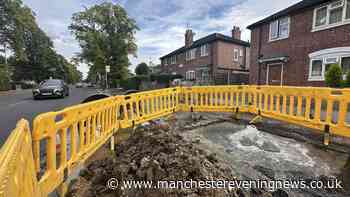 Day two of Withington's own 'bubbling mountain spring' as water main bursts for second time