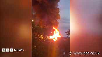 Watch: Warehouse fire creates plumes of thick smoke