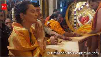Kangana Ranaut visits Shree Siddhivinayak, Mumba Devi temples; fans praise simple saree style