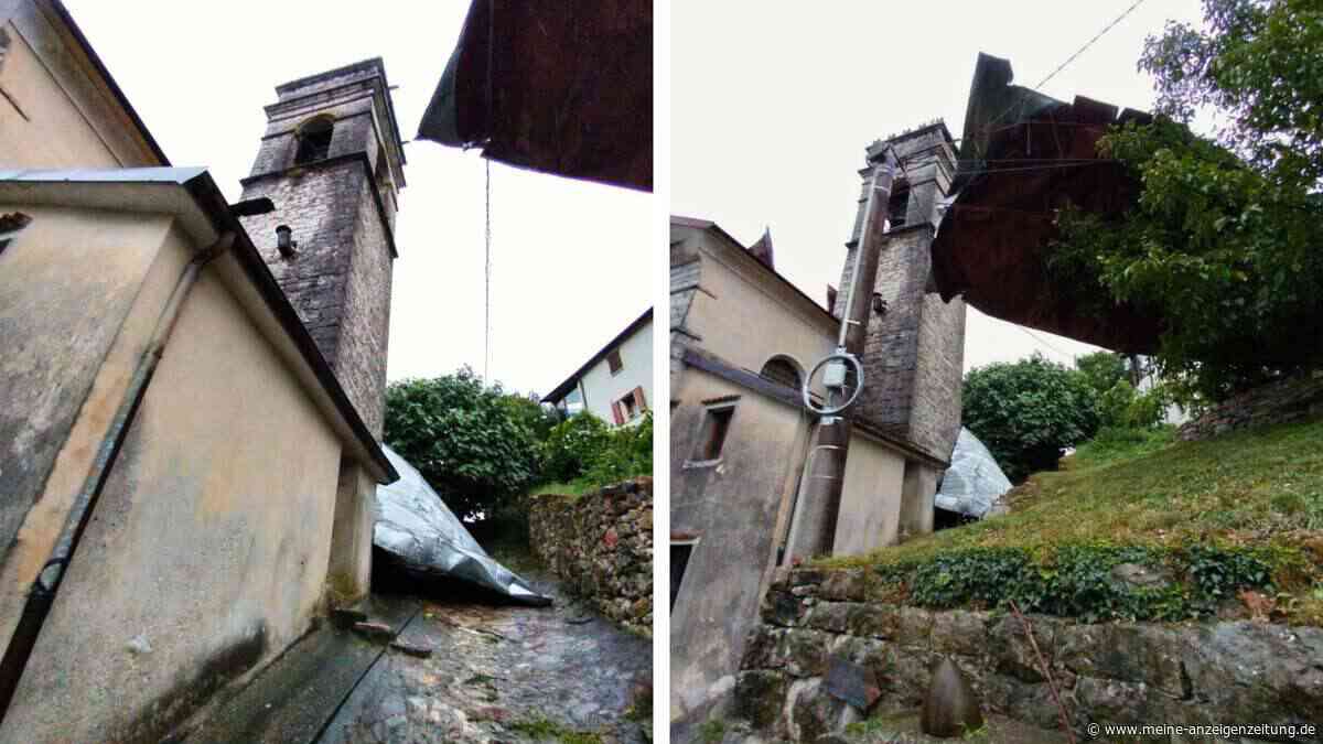 Kirchendach in Italien fliegt nach Unwetter auf Stromleitungen – kompletter Ort ohne Strom