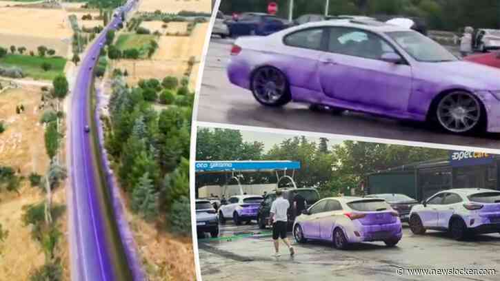 Oeps! Auto’s kleuren paars door foutje met chemische stof