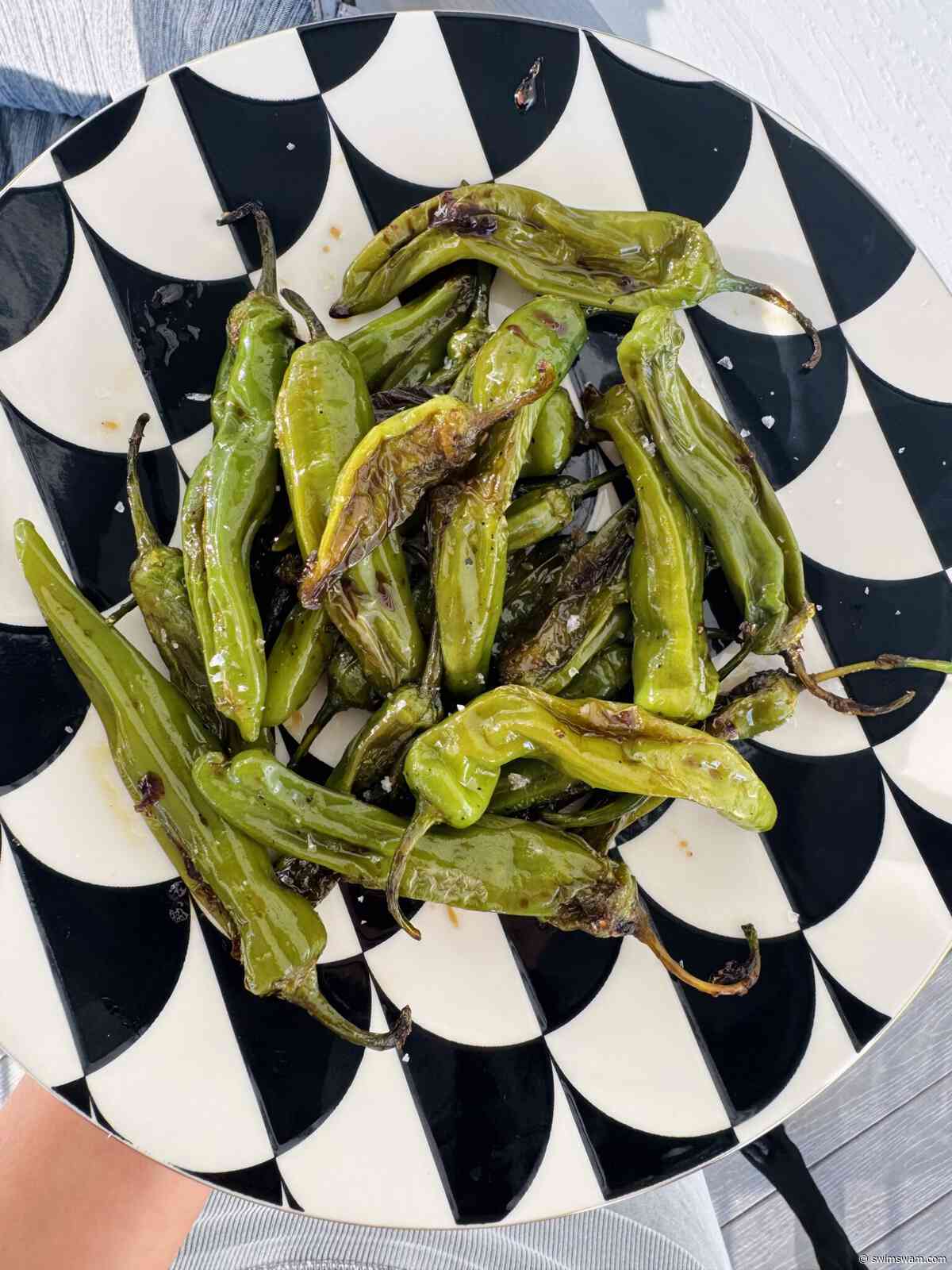 The Hungry Swimmer: Blistered Shishito Peppers with Chili Crisp Aioli