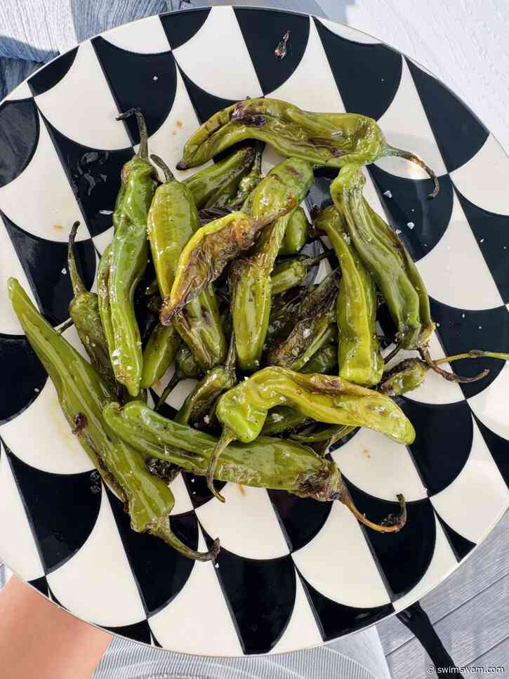The Hungry Swimmer: Blistered Shishito Peppers with Chili Crisp Aioli