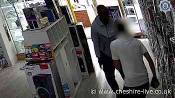 Terrifying moment iPhone robber pulls knife out on 'brave' Crewe shop worker