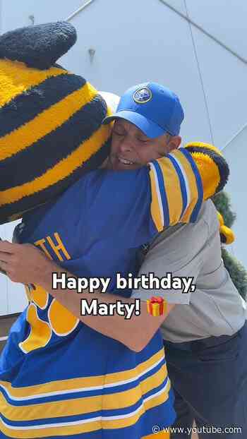 Tooth has been working all summer on this gift for Marty! 🎁 #nhl #birthday #mascot