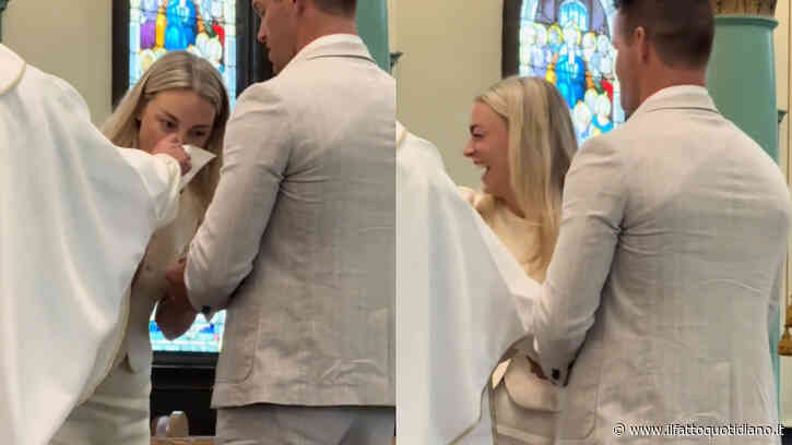 Sposa scambia il paramento sacro del prete per un fazzoletto e ci si soffia il naso: il video è virale