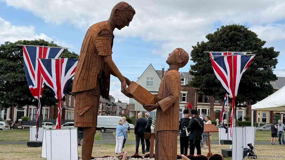 New South Shields war memorial built with old Metro tracks officially unveiled