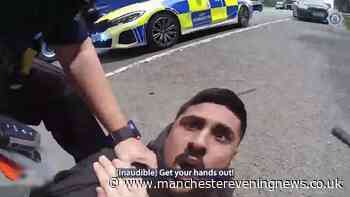Moment boy racer in BMW smashes into barrier after speeding down hard shoulder of M6 near Lymm