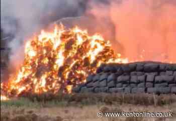 Straw bales alight in huge blaze on farm as wildfires break out across Kent