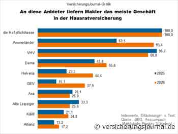 An welche Anbieter Makler das meiste Hausrat-Geschäft liefern