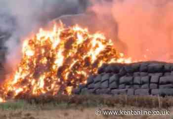 Straw bales alight in huge blaze on farm after wildfires break out across Kent