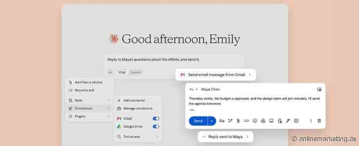 Claude verschickt jetzt E-Mails in Gmail und übernimmt neue Aufgaben in Google Drive