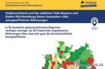 Postbank Wohnatlas 2026: Wo sich der Kauf energieeffizienter Wohnungen rentiert
