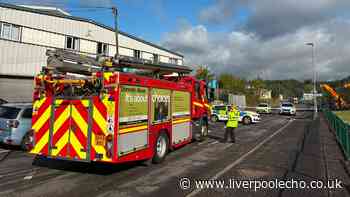 Road closed after fire breaks out on industrial estate in St Helens