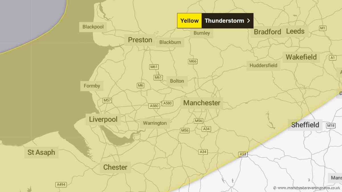 Met Office issues 15-hour thunderstorm warning for Greater Manchester