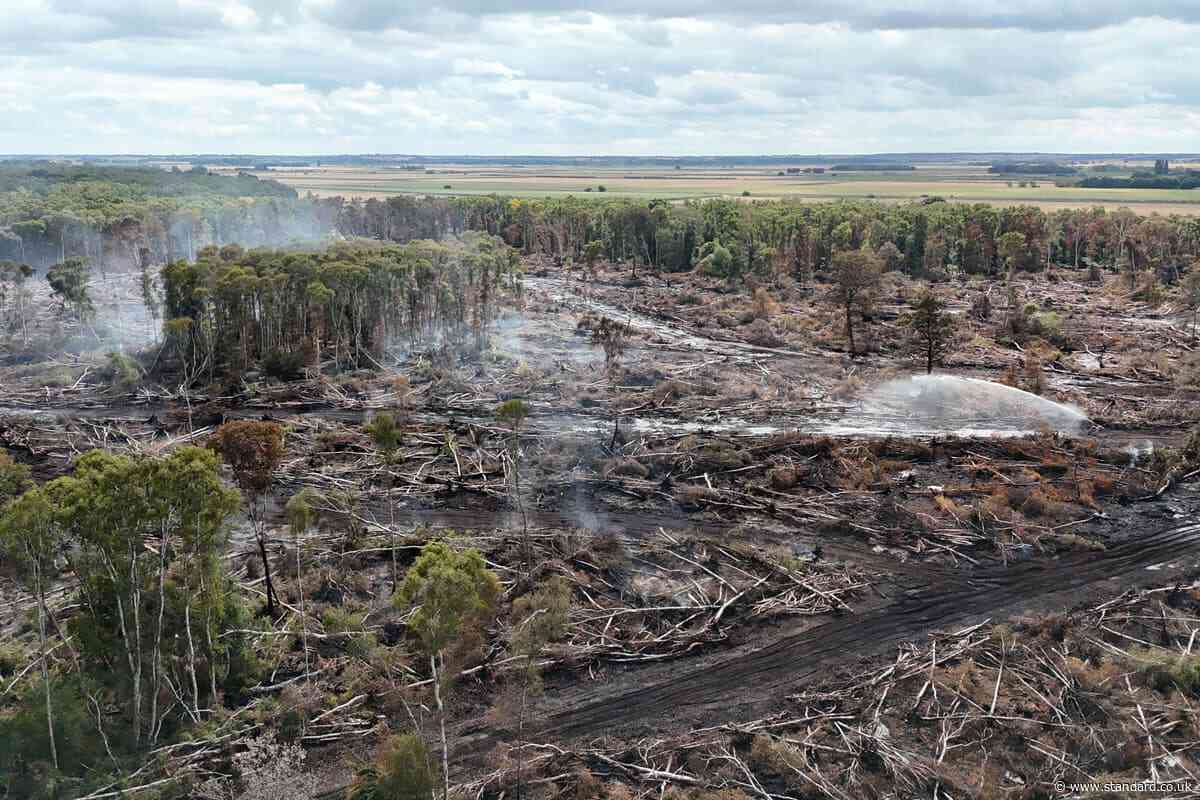 Firefighters continue to tackle peatland fire at Holme Fen