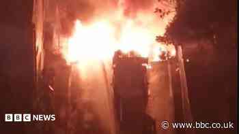 Firefighters tackle late night blaze after lorry bursts into flames