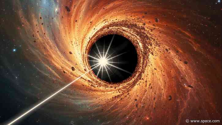 Dark matter could magnify the jets of a ravenously feeding supermassive black hole
