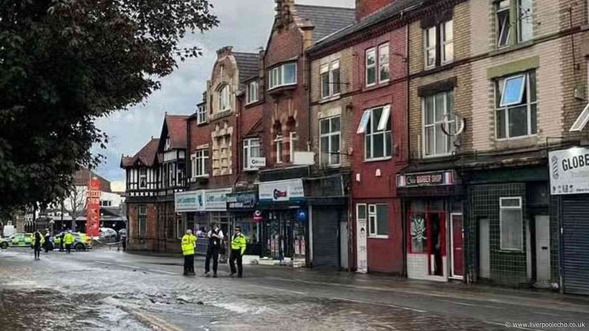 Flooding causes chaos in area of Liverpool after burst water pipe