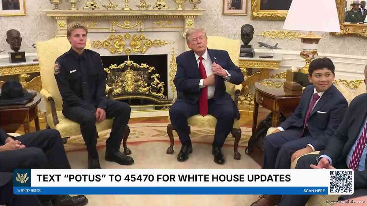 President Trump Greets Lifeguard Ryder Williams