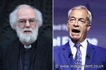 Former Archbishop of Canterbury accuses Nigel Farage of using Christianity to channel anti-Muslim feeling