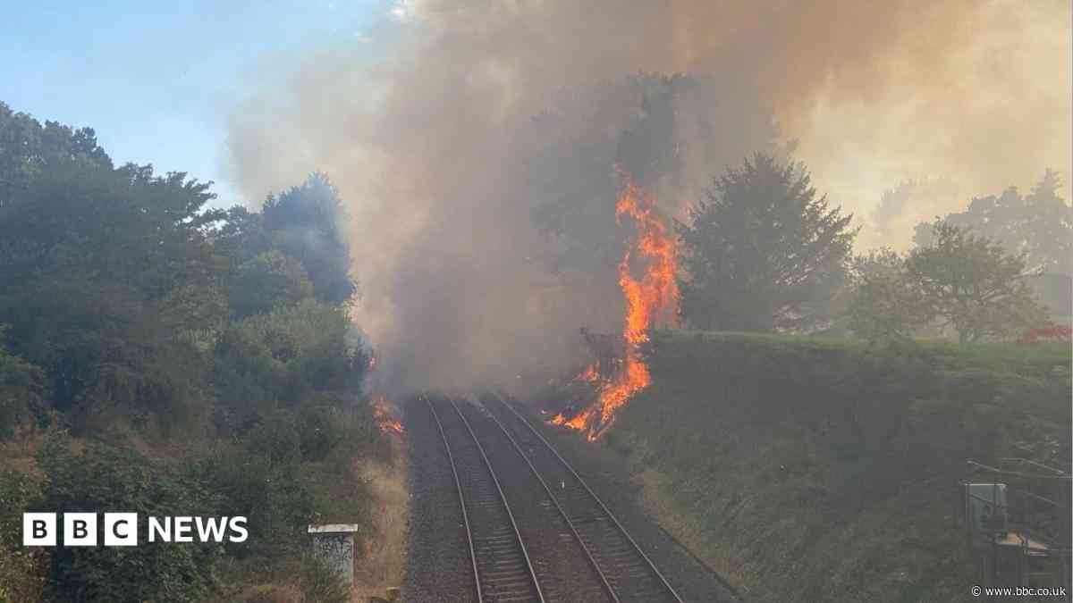 Major repairs start at fire-damaged railway line