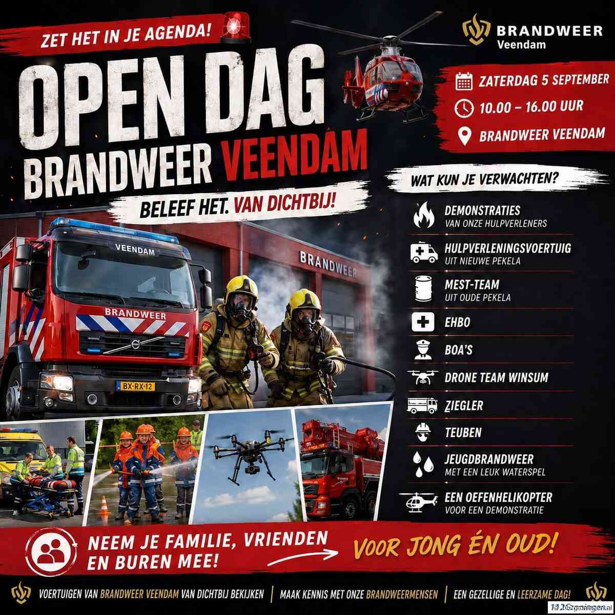 Brandweer Veendam houdt zaterdag 5 september een open dag