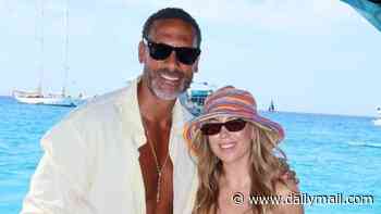 Kate Ferdinand slips into a green bikini and lace trousers for loved up photos with husband Rio on their Ibiza holiday