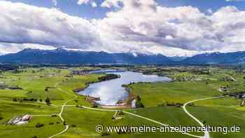 Ein Badesee mit Blick auf die Alpen – etwa eine Stunde von München entfernt